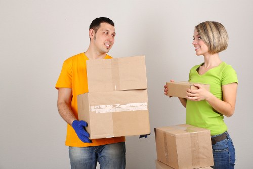 Packed boxes ready for flat removals in Kilburn